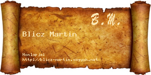 Blicz Martin névjegykártya